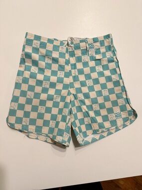 Seaesta Surf kids Board Shorts Aqua & Cream Checker Size 9